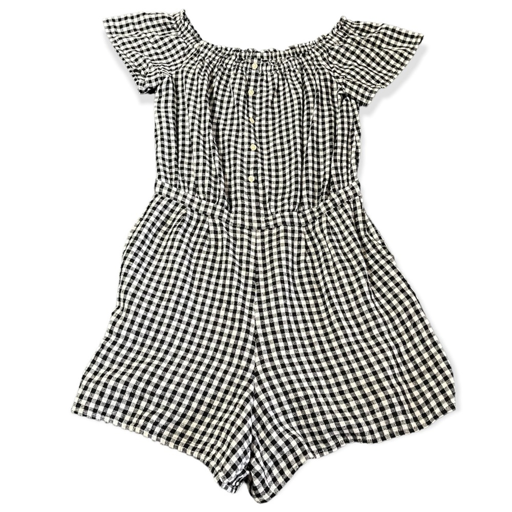 Old Navy•Black & White Gingham Romper